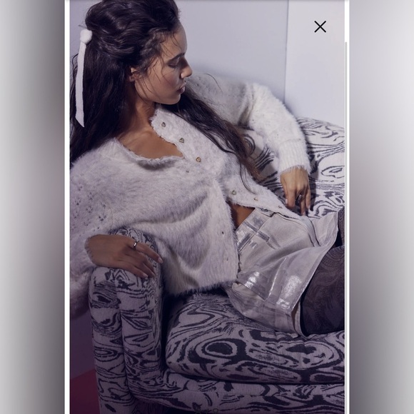 NEW FREE PEOPLE - Galivanting Metallic Denim Skort - Picture 8 of 13